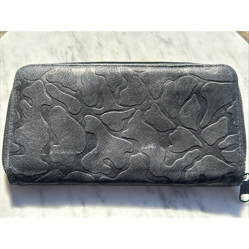 Mundi Genuine Leather Wallet Clutch Embossed black unused Checkbook Cash Cards